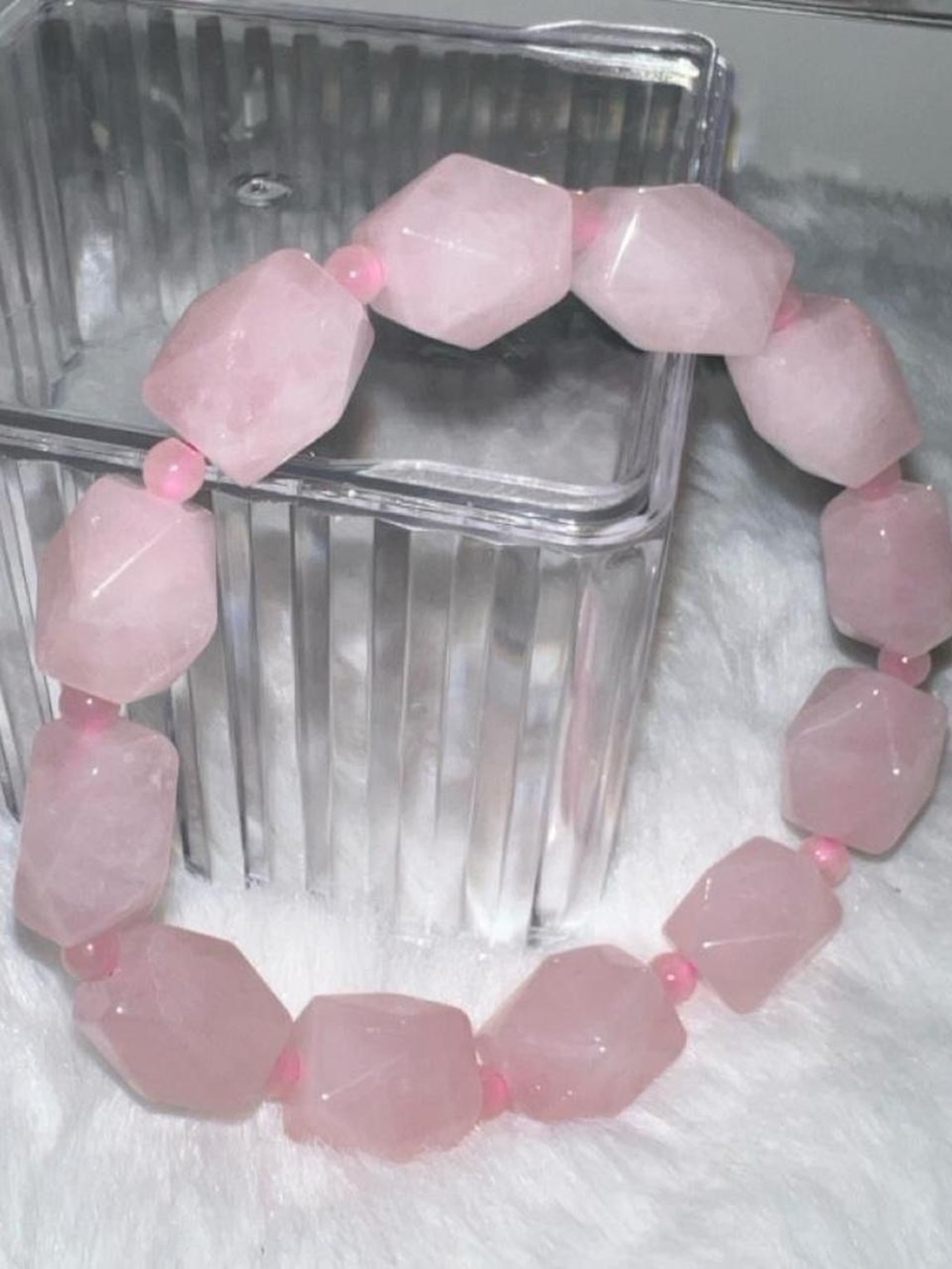 Pink Rose Quartz Faceted Bracelet